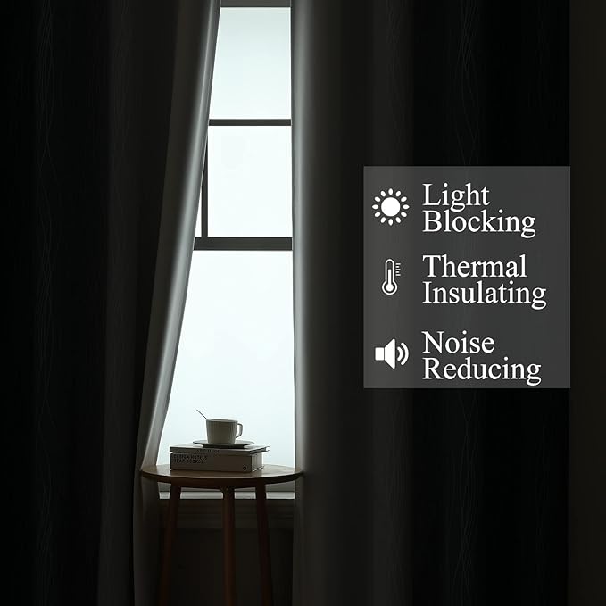 Estelar Textiler Navy Blue and Greyish White Blackout Curtains - Image 3