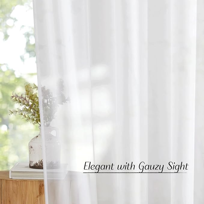 NICETOWN White Sheer 54 inch Length Curtains, Grommet Soft Voile Sheer Light - Image 5