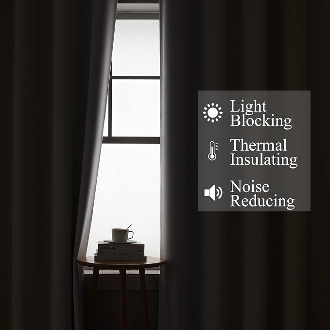 Estelar Textiler Beige and Greyish White Blackout Curtains 102 Inches Long - Image 3