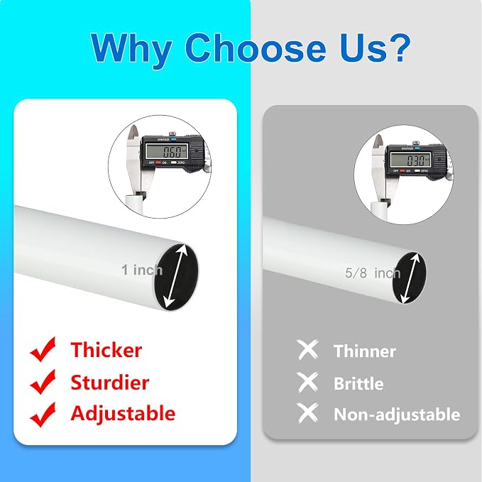 Byondeth Curtain Rods for Windows 16 to 170 Inches Adjustable Length 1 Inch - Image 5