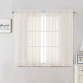 Lecloud Ivory Sheer Curtains 48 Inch Length 2 Pcs, Rustic Farmhouse Curtains by Lecloud