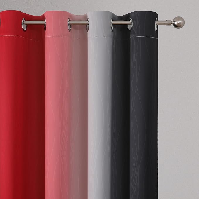 Estelar Textiler Black and Red Ombre Blackout Curtains 90 Inches Long 2 Panels - Image 4