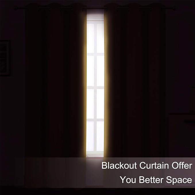 LEMOMO Blackout Curtains 66 x 95 inch/Mustard Yellow Curtains Set of 2 - Image 3