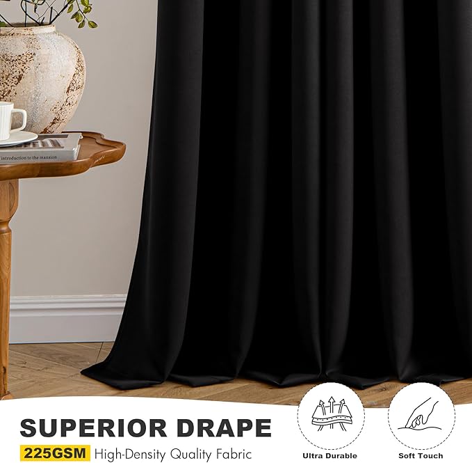 MIULEE Black Blackout Curtains for Bedroom Living Room 90 Inches Long 2 Panels - Image 5