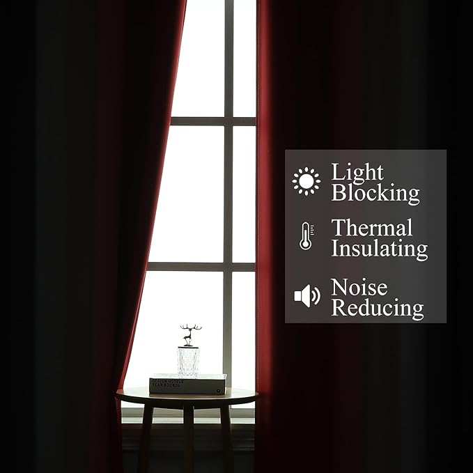 Black and Red 100% Blackout Curtains 84 Inches Long, Ombre Blackout Drapes - Image 3