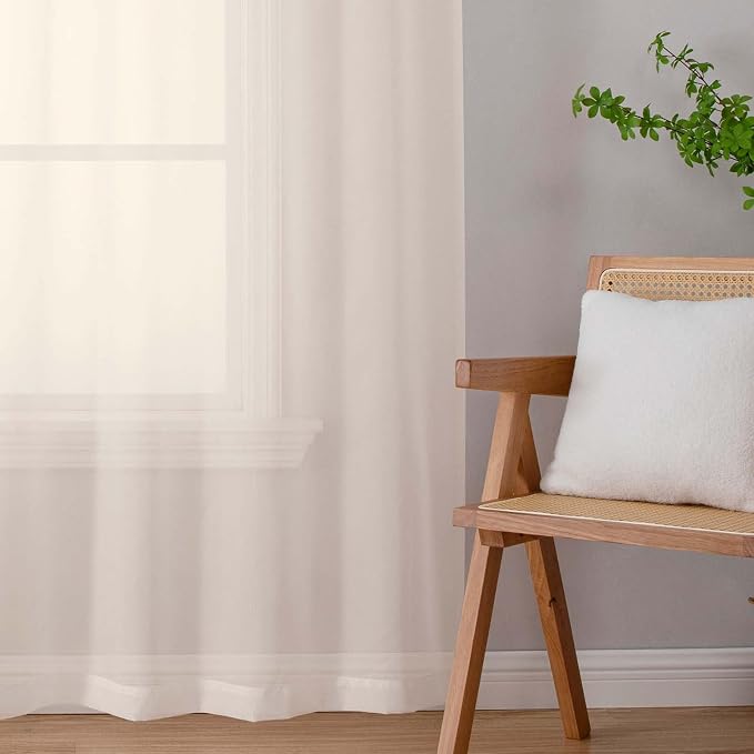 Extra Long Sheer Cream Curtains - Image 8