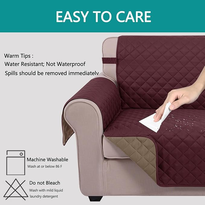 U-NICE HOME Loveseat Sofa Cover Reversible Couch Cover - Image 5