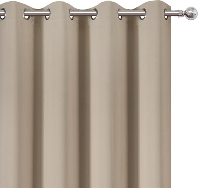 LEMOMO Blackout Curtains 66 x 54 Inch Long Khaki Curtains Set of 2 Panels Room - Image 6