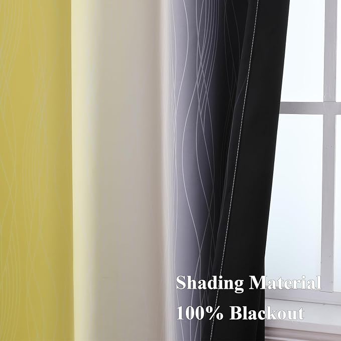 Estelar Textiler Black and Yellow Blackout Curtains - Image 5