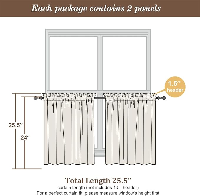 Chyhomenyc White Sheer Curtains 24 Inch Length, Light Filtering Leaf Tufted - Image 4