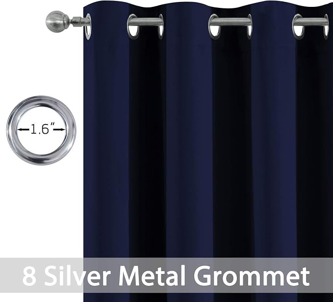 Yakamok 84 Inch Long Light Blocking Navy Blue Blackout Curtains, Room Darkening - Image 4