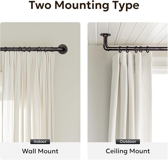 Zeerobee Curtain Rods for Windows 48 to 84, 1 Inch Industrial Wrap Around - Image 5
