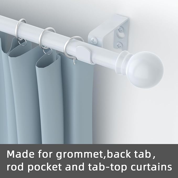 GXOACKJ Curtain Rods for windows 66-120 inch, 5/8 inch Decorative White - Image 3