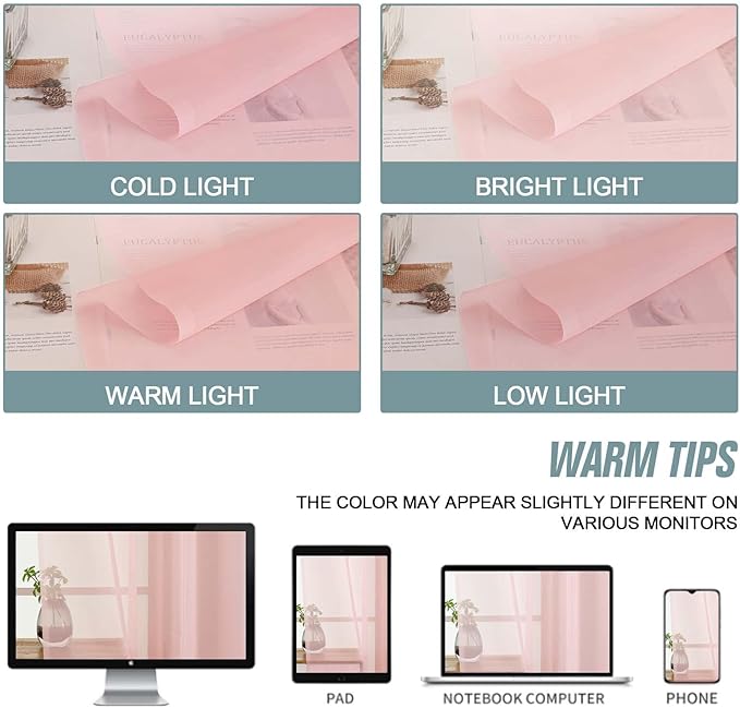 Blush Pink Small Sheer Curtains Tier 24 Inches Length 2 Pieces, Light Filtering - Image 7