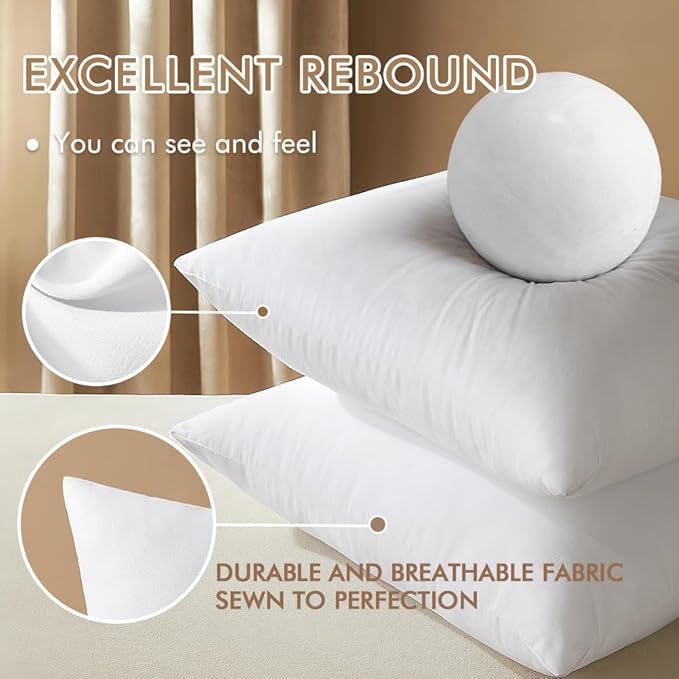 MIULEE 24x24 Inches Pillow Inserts Pack of 2, Decorative Throw Pillow Inserts - Image 3