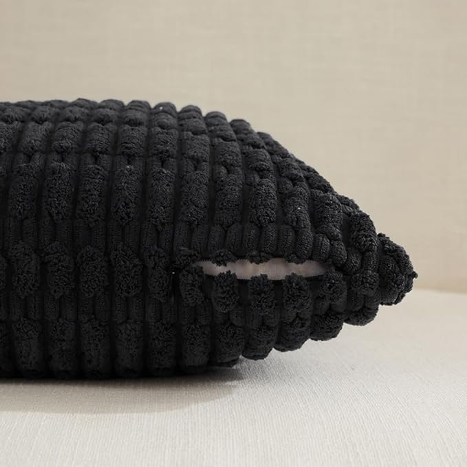 Fancy Homi 4 Packs Boho Black Decorative Throw Pillow Covers 12x20 Inch - Image 3