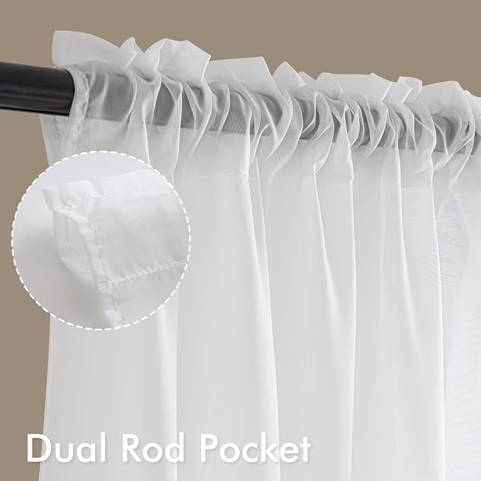 MIULEE White Sheer Curtains 78 Inches Long, 4 Panels Set, Light Filtering Voile - Image 3