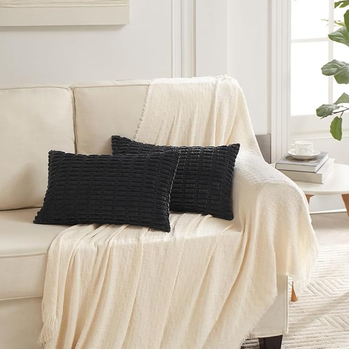 Fancy Homi 4 Packs Boho Black Decorative Throw Pillow Covers 12x24 Inch - Image 6