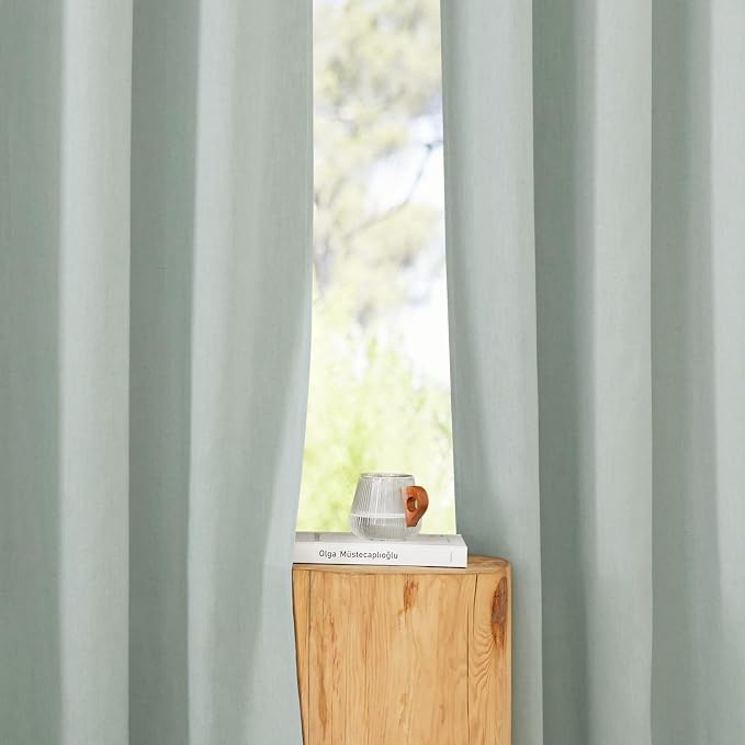 NICETOWN Sage Green Linen Kitchen Window Curtains Over Sink, Grommet Thick - Image 5