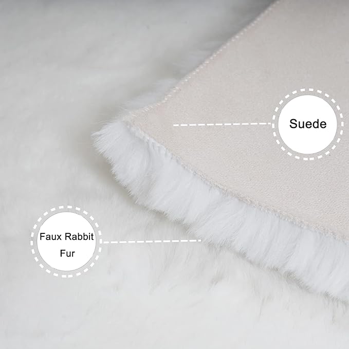 Ghouse Ultra Soft Faux Rabbit Fur Rug 5x8, Machine Washable Area Rugs - Image 3