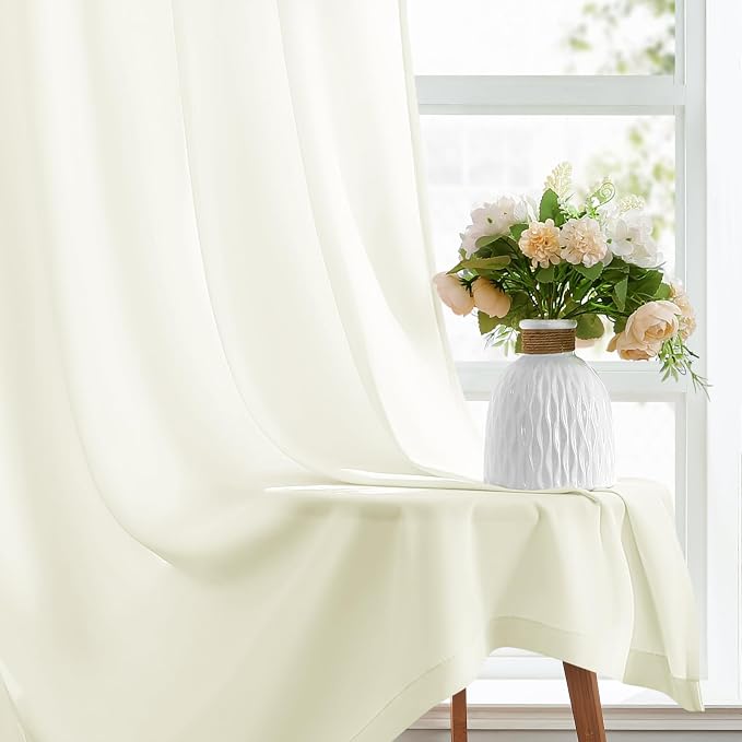 HOMEIDEAS Non-See-Through Ivory Privacy Sheer Curtains, 52 X 96 Inches Long 2 - Image 5