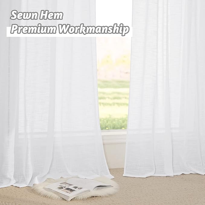 RYB HOME White Curtains Sheer - Image 7