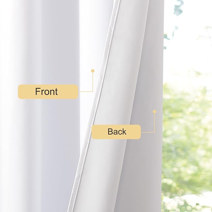 NICETOWN White Blackout Curtains W52 x L95 2 Panels, Grommet Full Blackout - Image 5