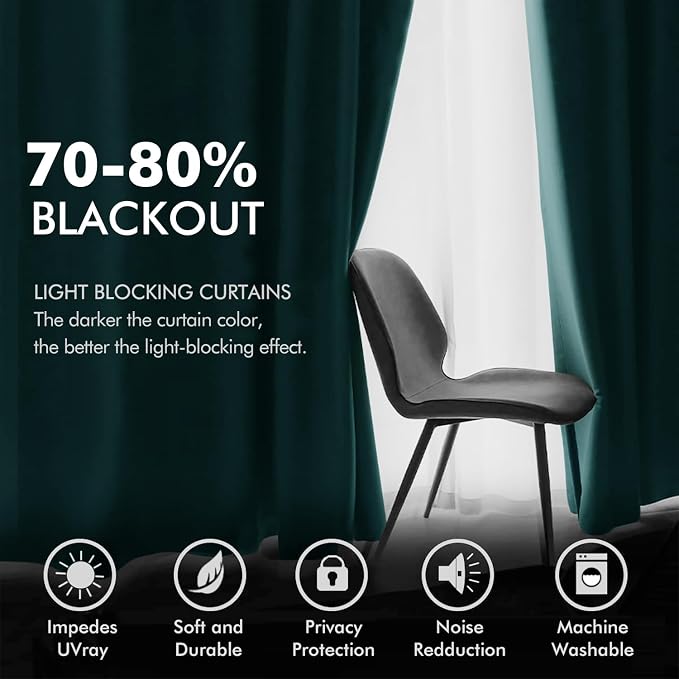 MIULEE Christmas Dark Green Velvet Curtains Room Darkening Blackout Solid Soft - Image 4