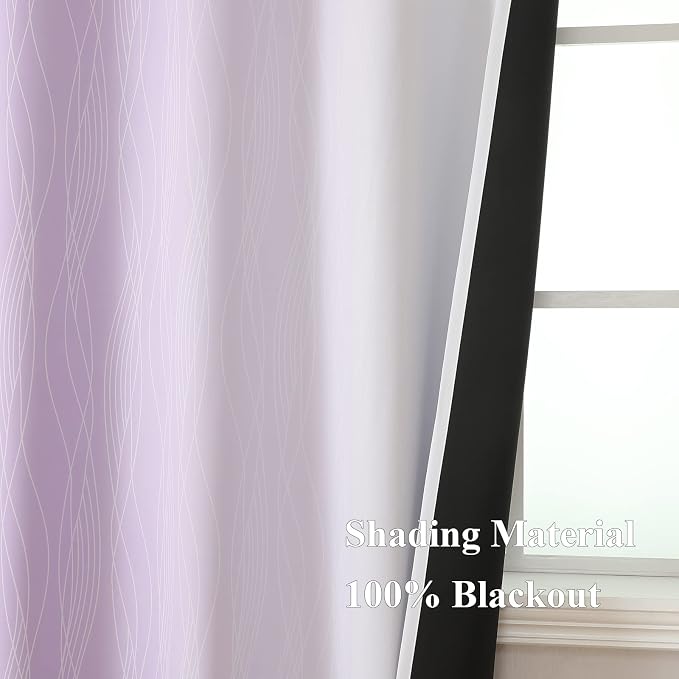 Estelar Textiler Lilac and Greyish White Ombre Blackout Curtains 45 Inch Length - Image 5