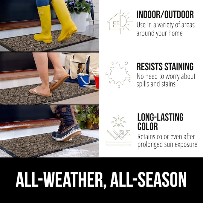 GORILLA GRIP 100% Waterproof All-Season WeatherMAX Doormat, US Designed Natural - Image 4
