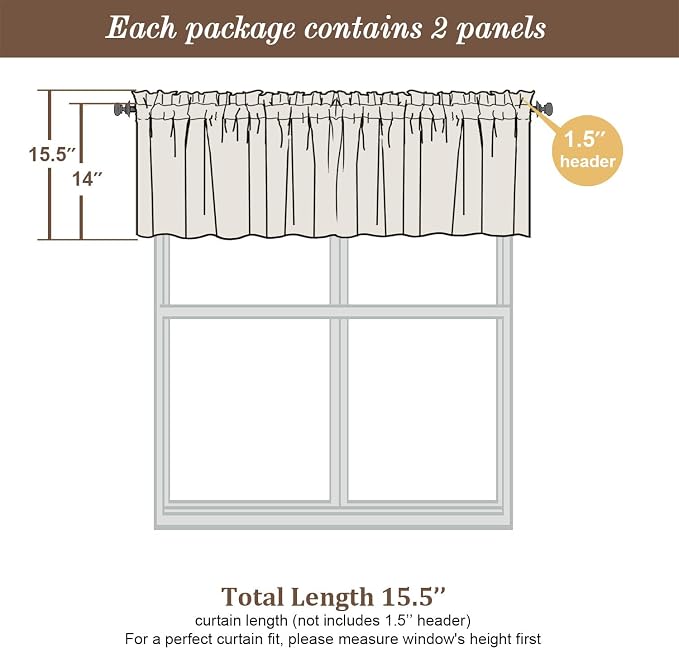 Chyhomenyc Navy Blue Valances for Window, Room Darkening Short Curtains for - Image 3