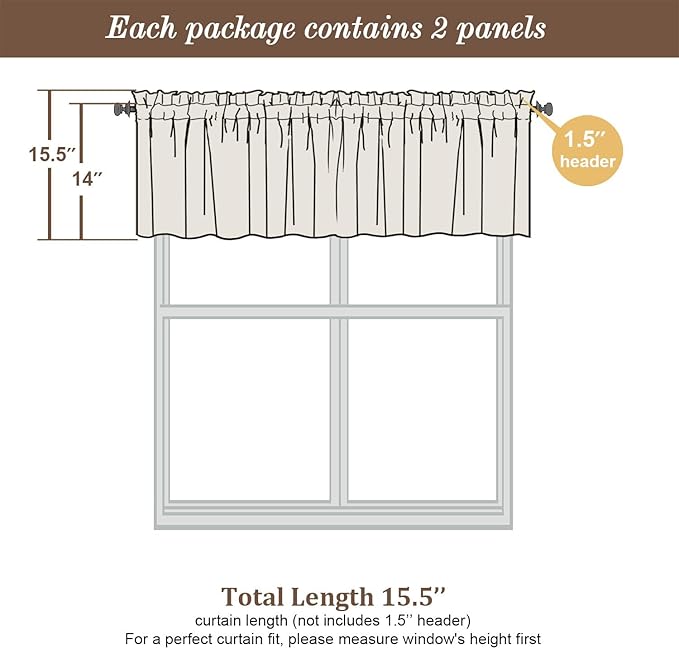 Chyhomenyc Sage Green Valances for Window, Room Darkening Short Curtains for - Image 3