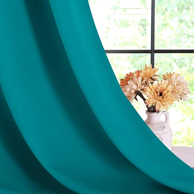NICETOWN Peacock Teal Thermal Insulated Curtains Blackout Draperies, Window - Image 6