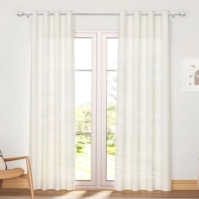 Silver Curtain Rod for Windows 28 to 48 Inch, 5/8 Inch Diameter Adjustable - Image 2