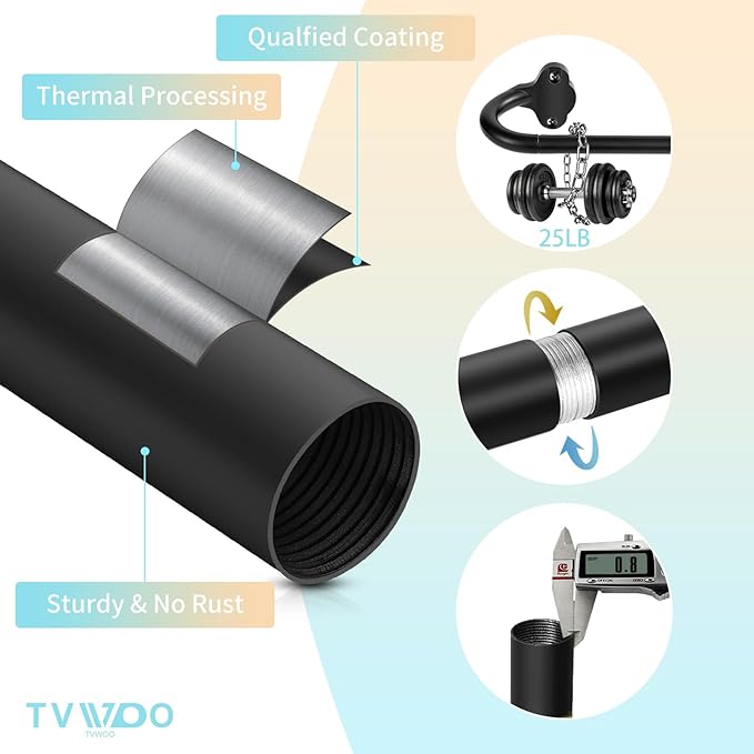 TVWOO 2 Pack Wrap Around Curtain Rods, 5/8 Inch Adjustable Blackout Curtain Rod - Image 4
