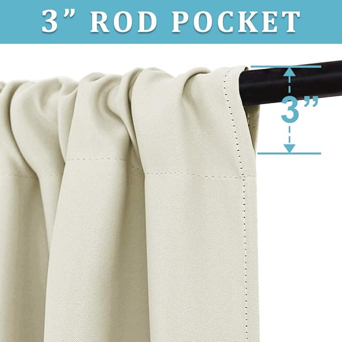 RYB HOME Extra Wide Curtains for Bedroom Living Room 72 inches Long, Thermal - Image 3
