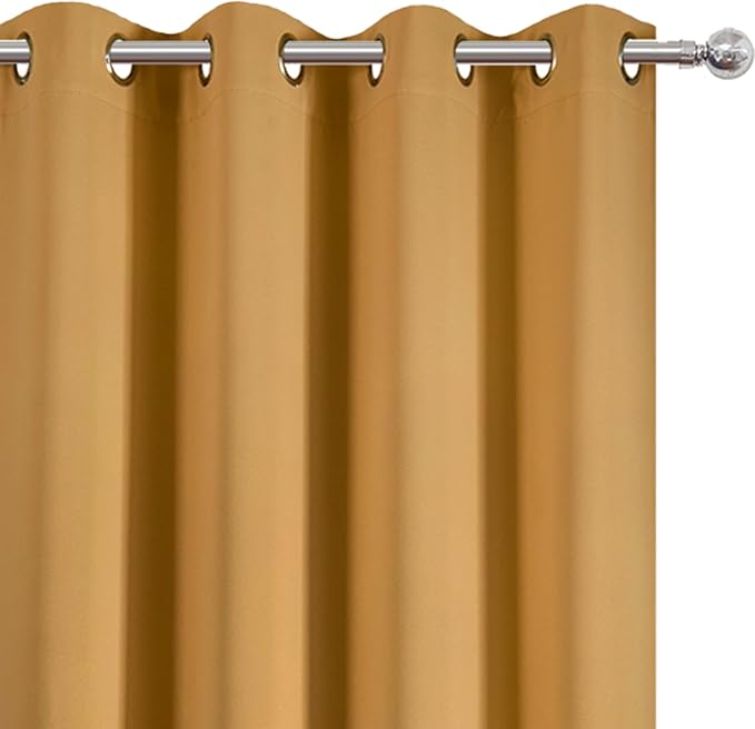 LEMOMO Blackout Curtains 66 x 95 inch/Mustard Yellow Curtains Set of 2 - Image 6