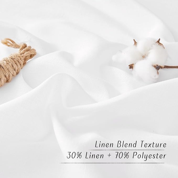 NICETOWN White Linen Curtains 96 inches Long, Grommet Thick Linen Flax Drapes - Image 4