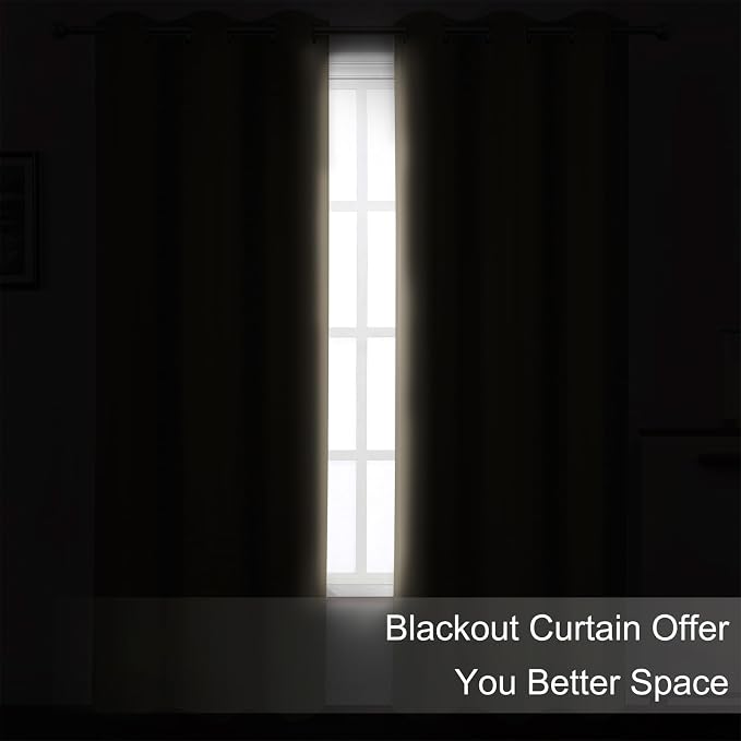 LEMOMO Khaki Thermal Blackout Curtains/38 x 84 Inch/Set of 2 Panels Room - Image 3