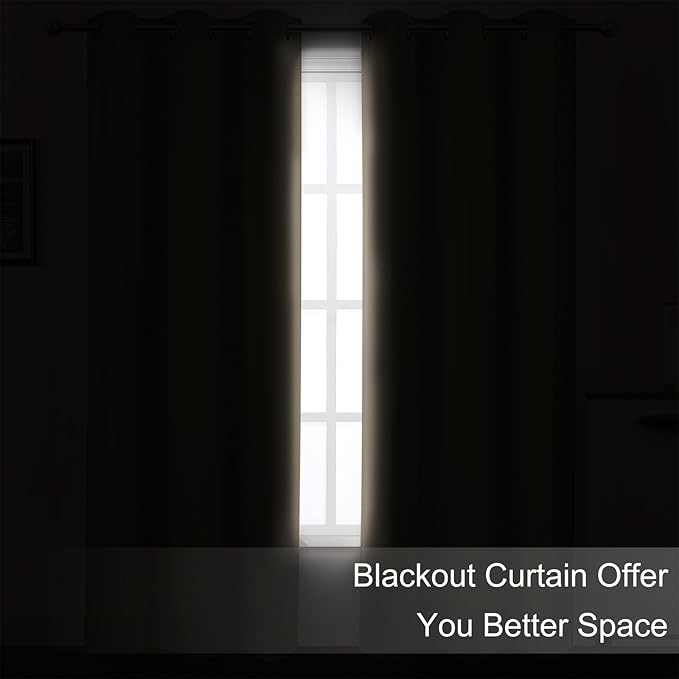 LEMOMO Blackout Curtains 42 x 63 inch/Khaki Curtains Set of 2 Panels/Thermal - Image 3