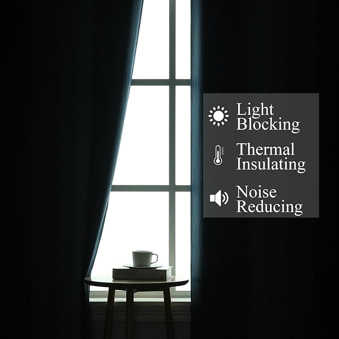 Estelar Textiler Black and Navy Blue Gradient Blackout Curtains - Image 3