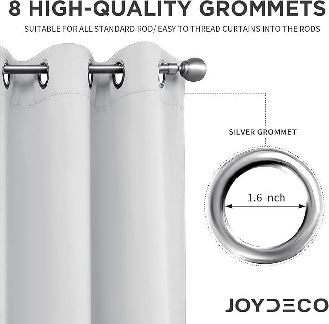 Joydeco White Curtains 45 Inches Long 2 Panels Set, Thermal Insulated Long - Image 4
