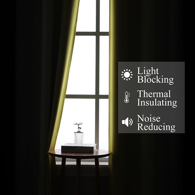 Estelar Textiler Black and Yellow Ombre Blackout Curtains 45 Inches Long - Image 3