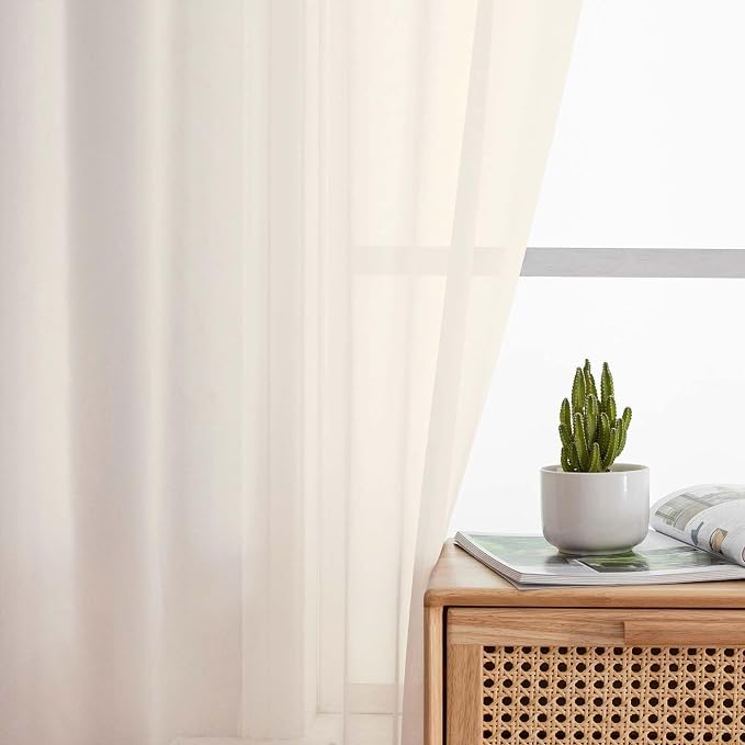 Cafe Curtains 36 Inch Length Tier 2 Pieces, Modern Soft Airy Sheer Kitchen - Image 6