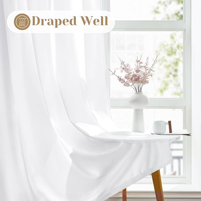 HOMEIDEAS Non-See-Through White Privacy Sheer Kitchen Curtains, 30 X 36 Inches - Image 5