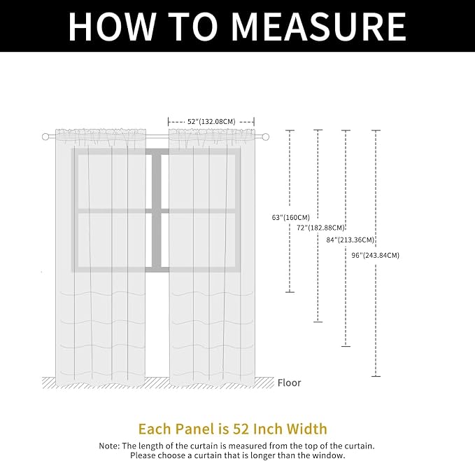 SpaceDresser Check Sheer Curtains 108 Inches Long - Image 6