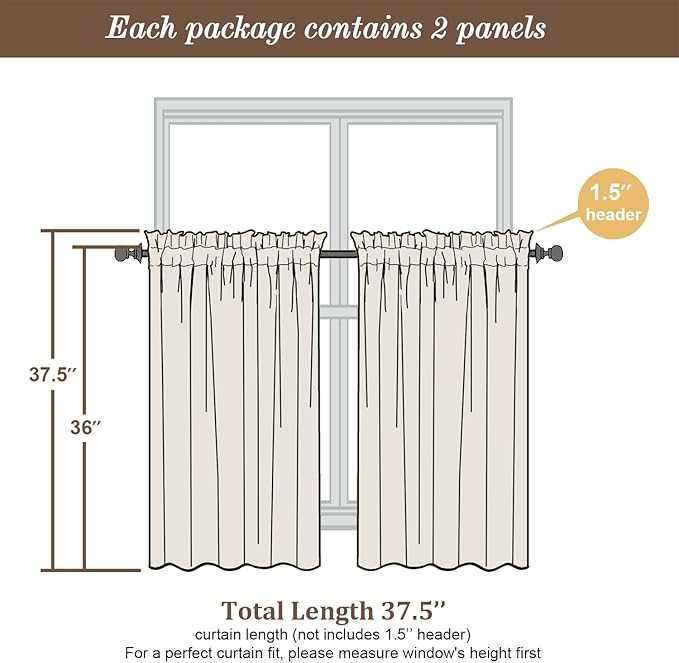 Chyhomenyc Sky Blue Sheer Curtains 36 inch Length 2 Panels, Light Filtering - Image 4