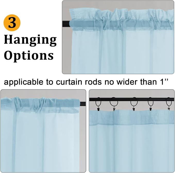 Gwine Sky Blue Sheer Curtains 63 Inch Length - Image 4