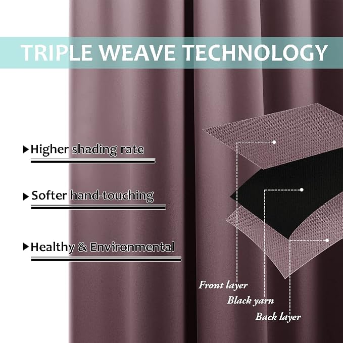 NICETOWN Warm Curtains for Winter, Bedroom Full Blackout Curtain Panels - Image 6