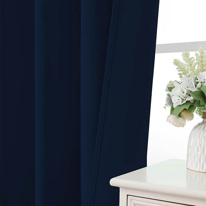 CUCRAF Navy Blue Blackout Curtains 72 inch Length 2 Panels Set, Rod Pocket Room - Image 6
